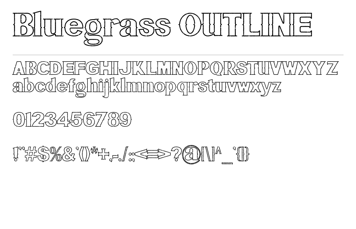 Bluegrass OUTLINE Font preview