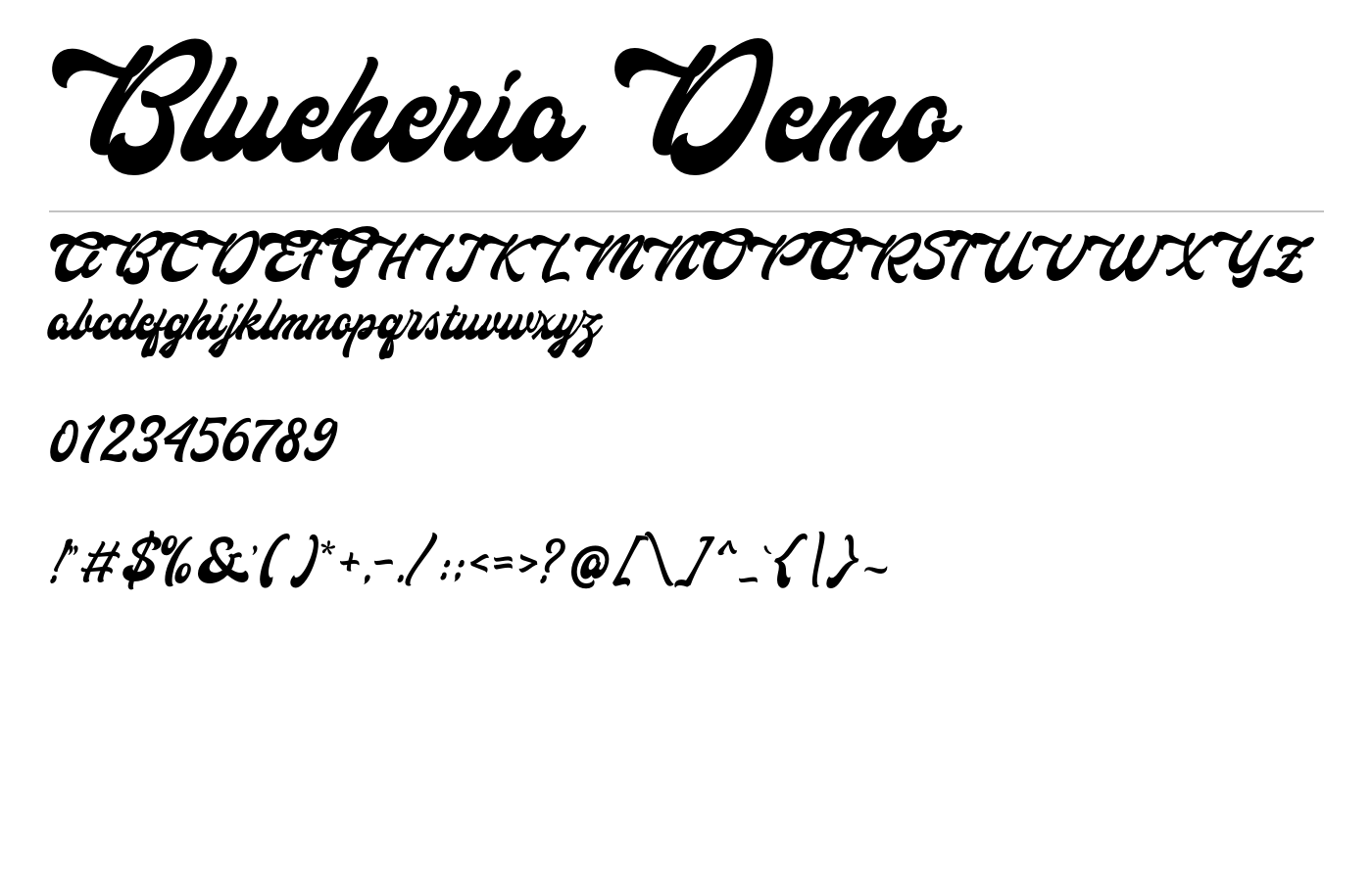 Blueheria Demo Font preview