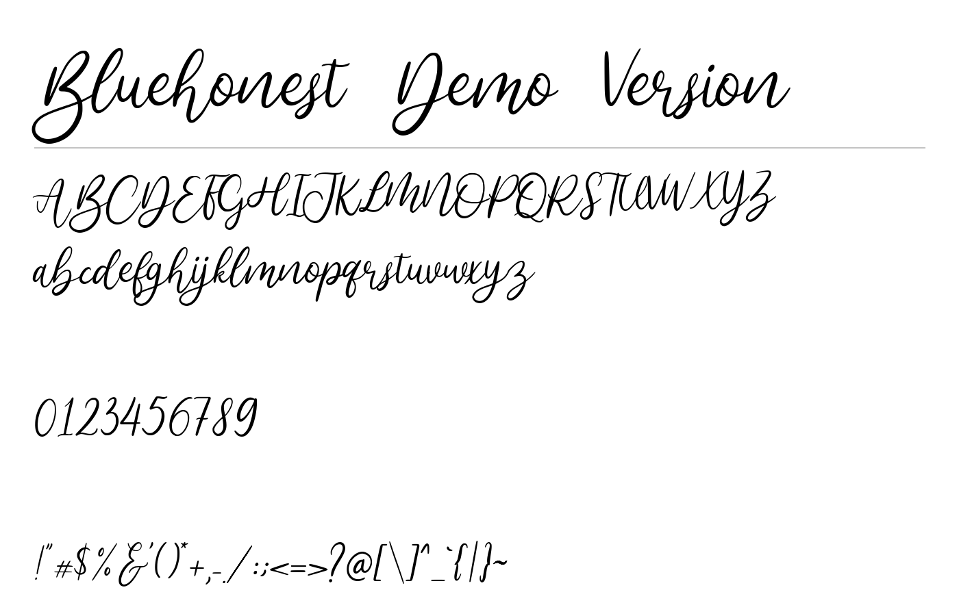 Bluehonest Demo Version Font preview