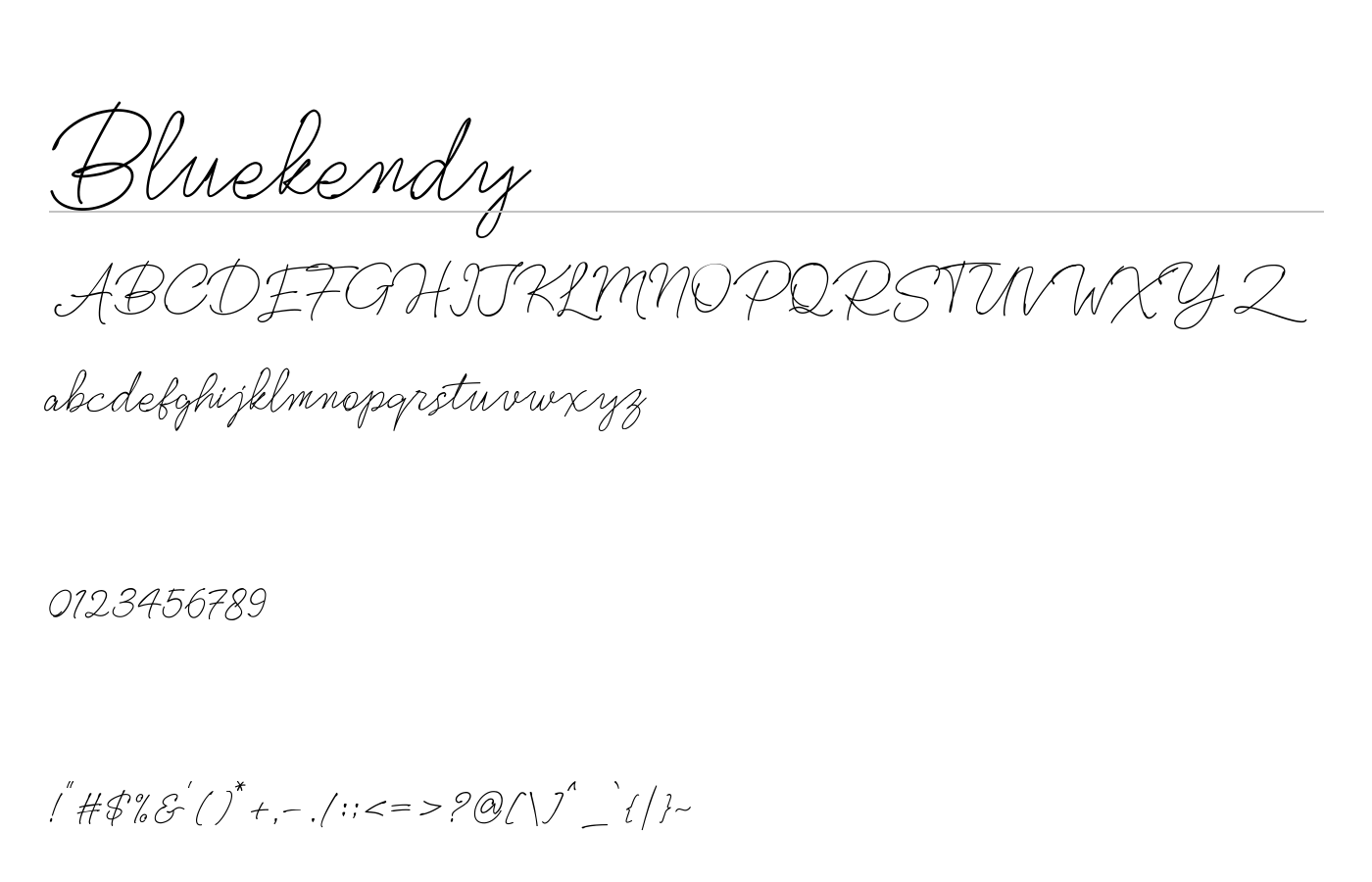 Bluekendy Font preview