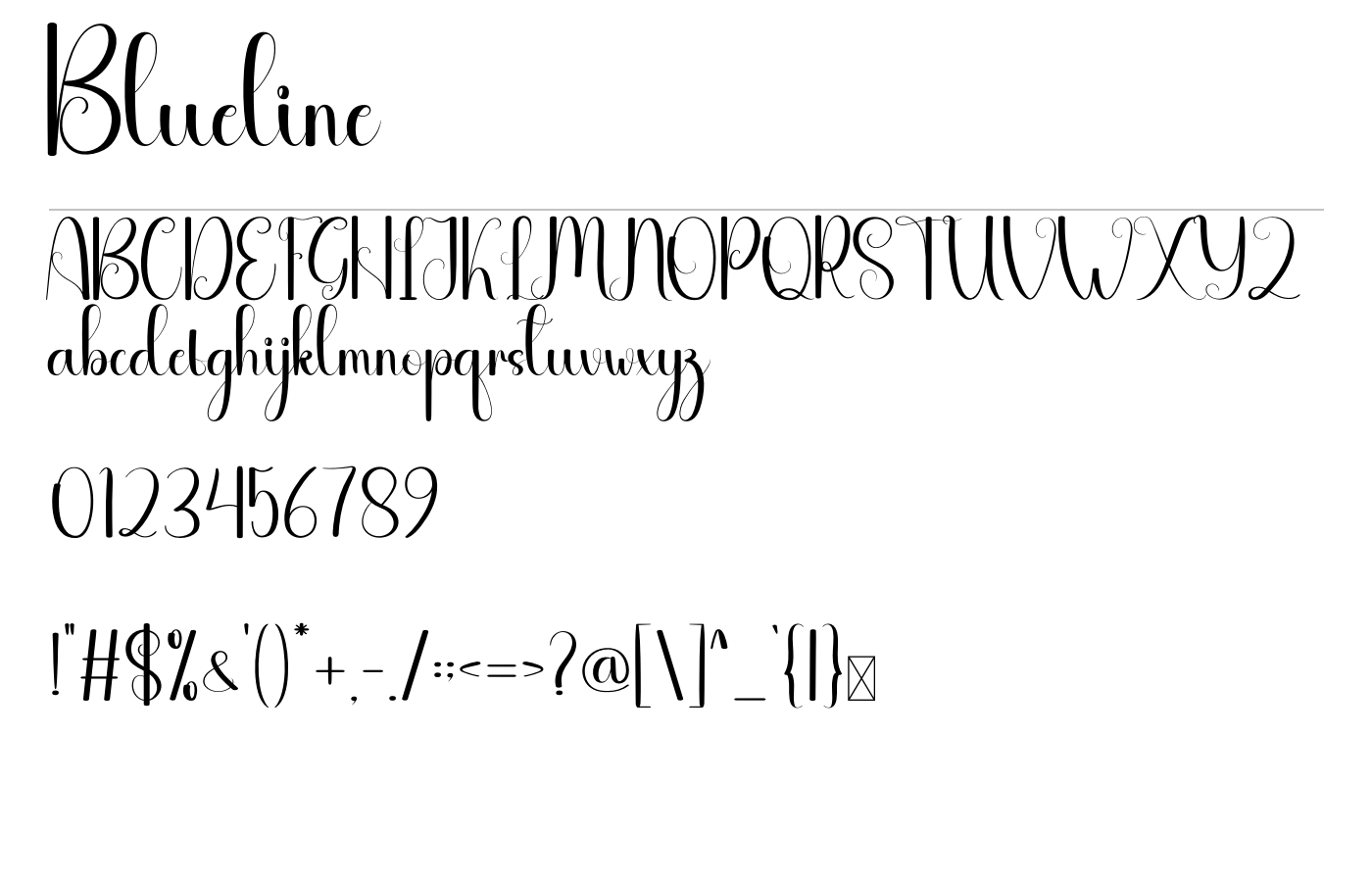 Blueline Font preview