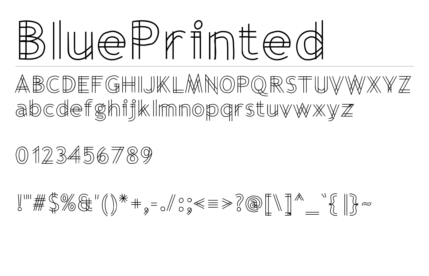 BluePrinted Font preview