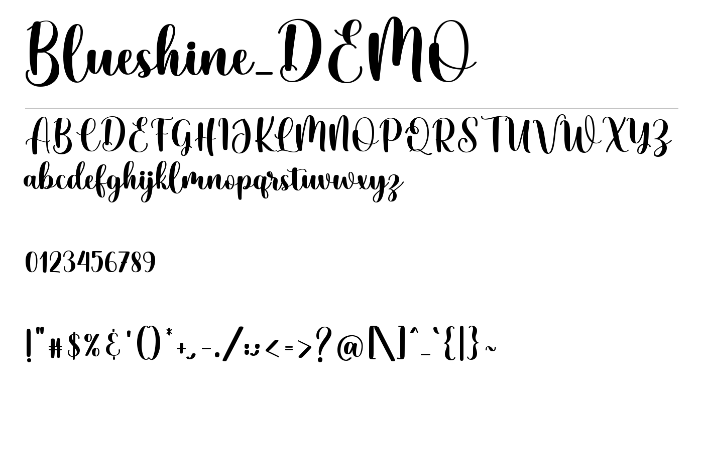 Blueshine_DEMO Font preview
