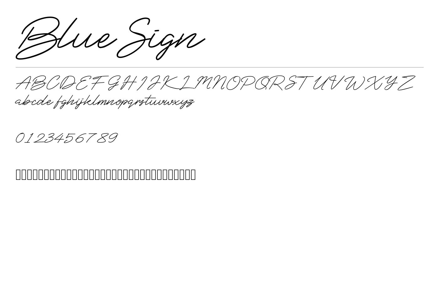 BlueSign Font preview
