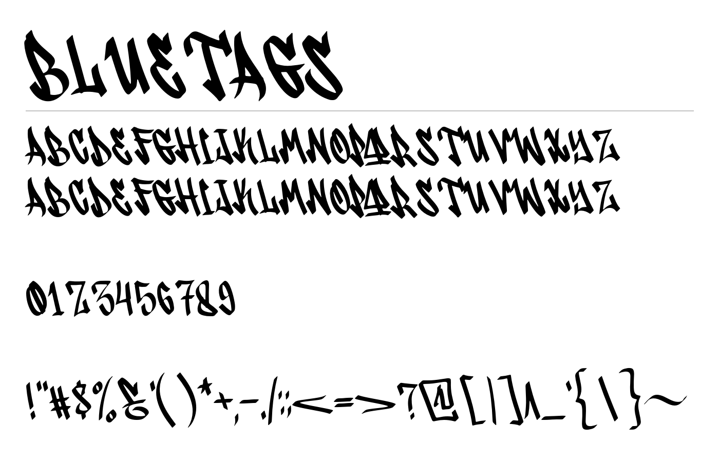 Bluetags Font preview
