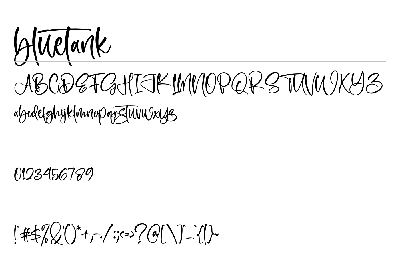 Bluetank Font preview