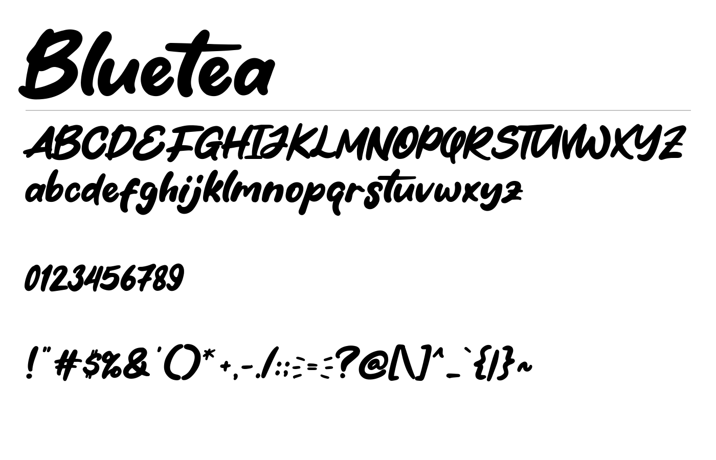 Bluetea Font preview
