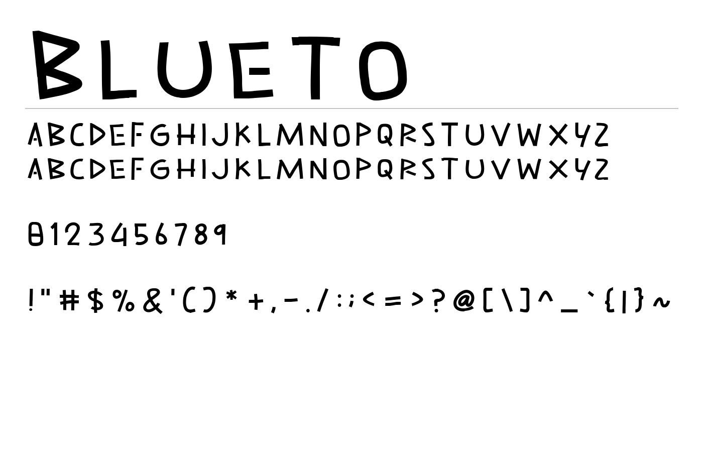 Blueto Font preview