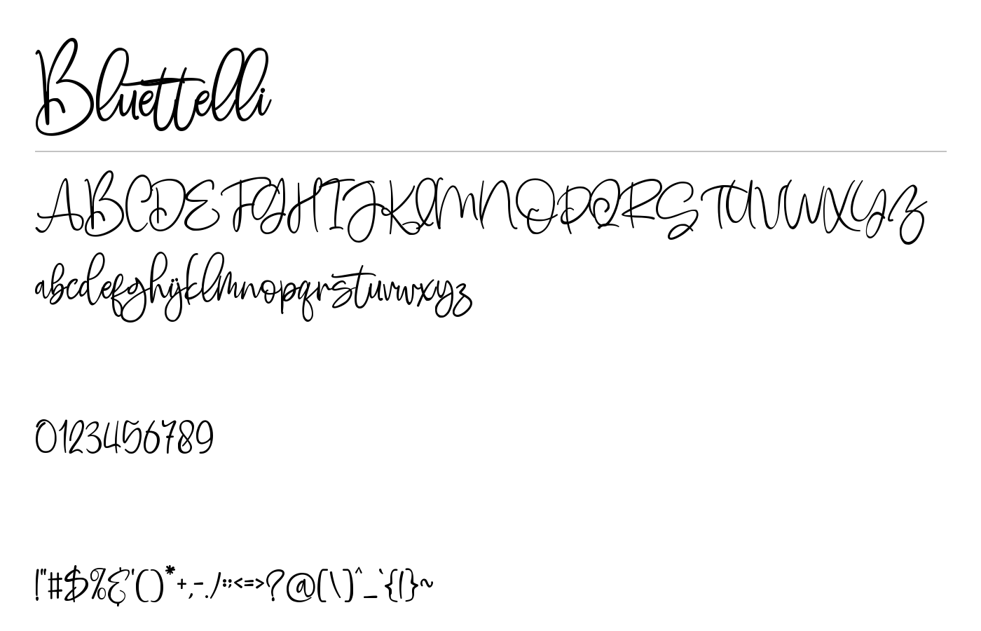 Bluettelli Font preview