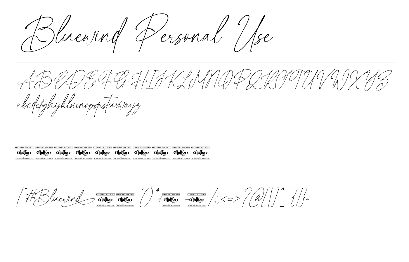 Bluewind Personal Use Font preview