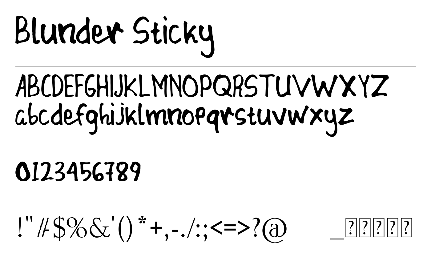 Blunder Sticky Font preview