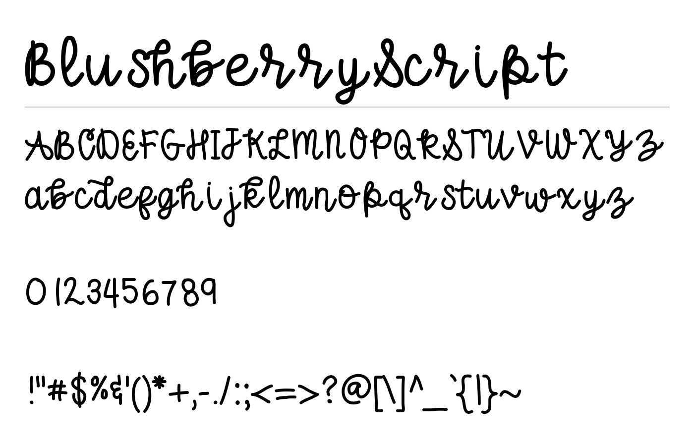 BlushberryScript Font preview