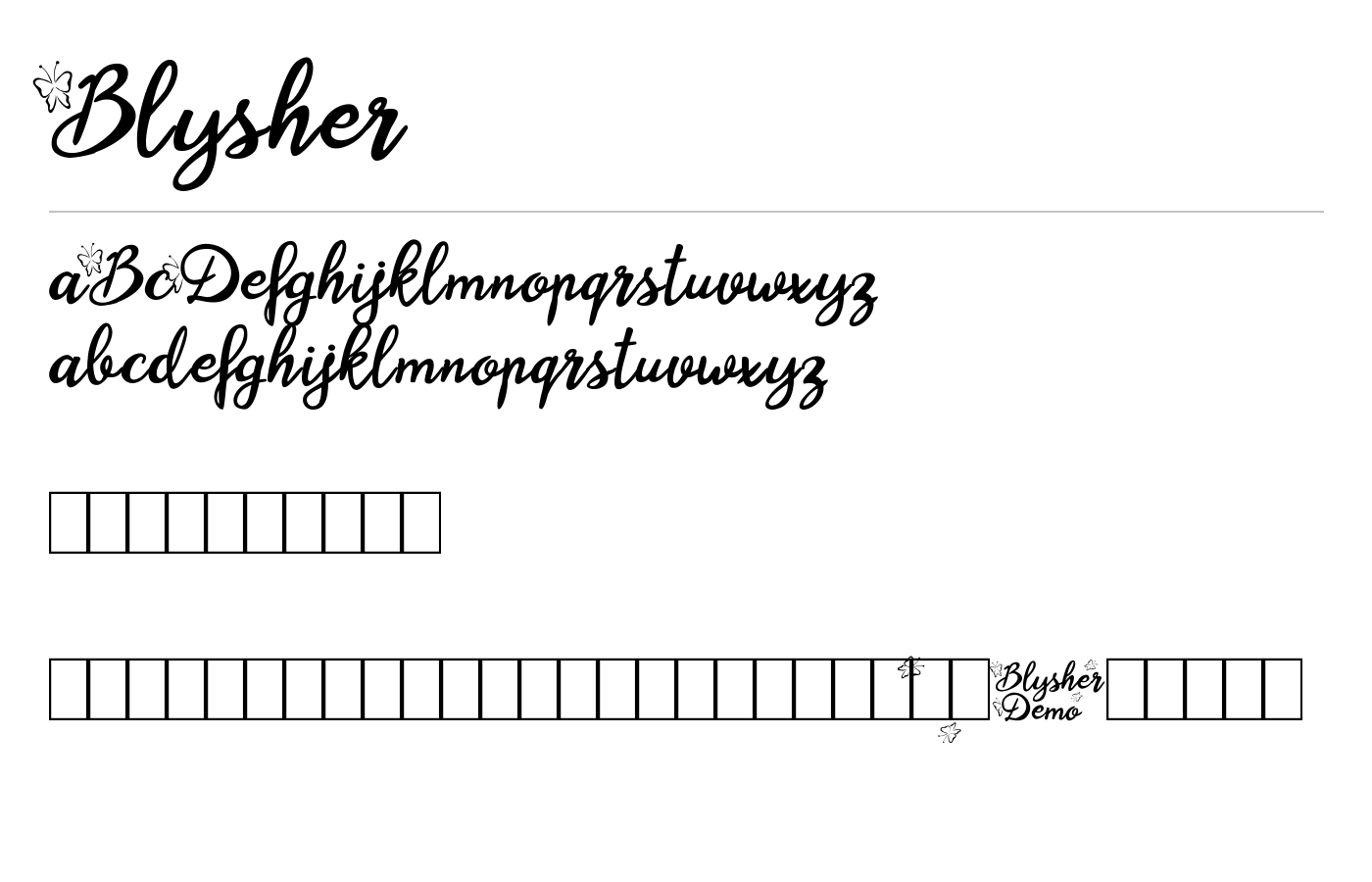 Blysher Font preview