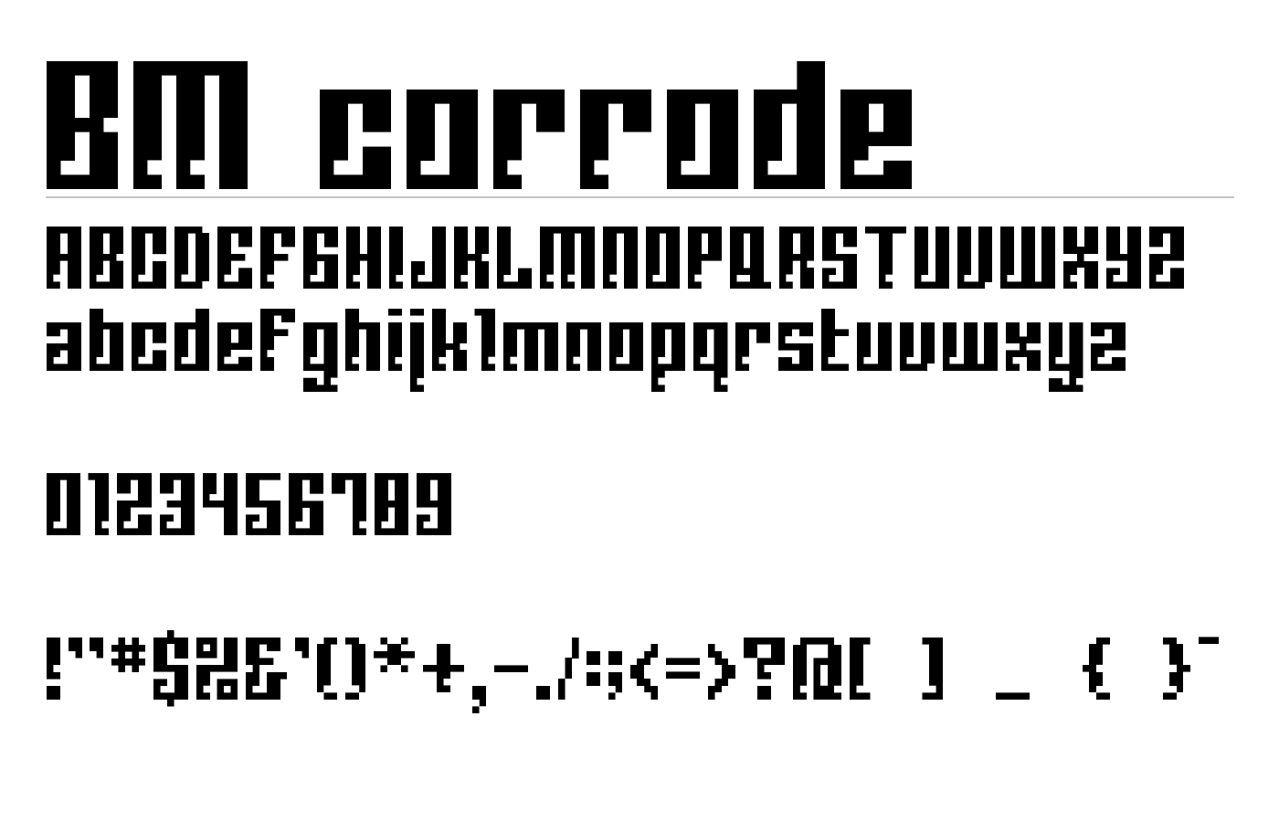BM corrode Font preview