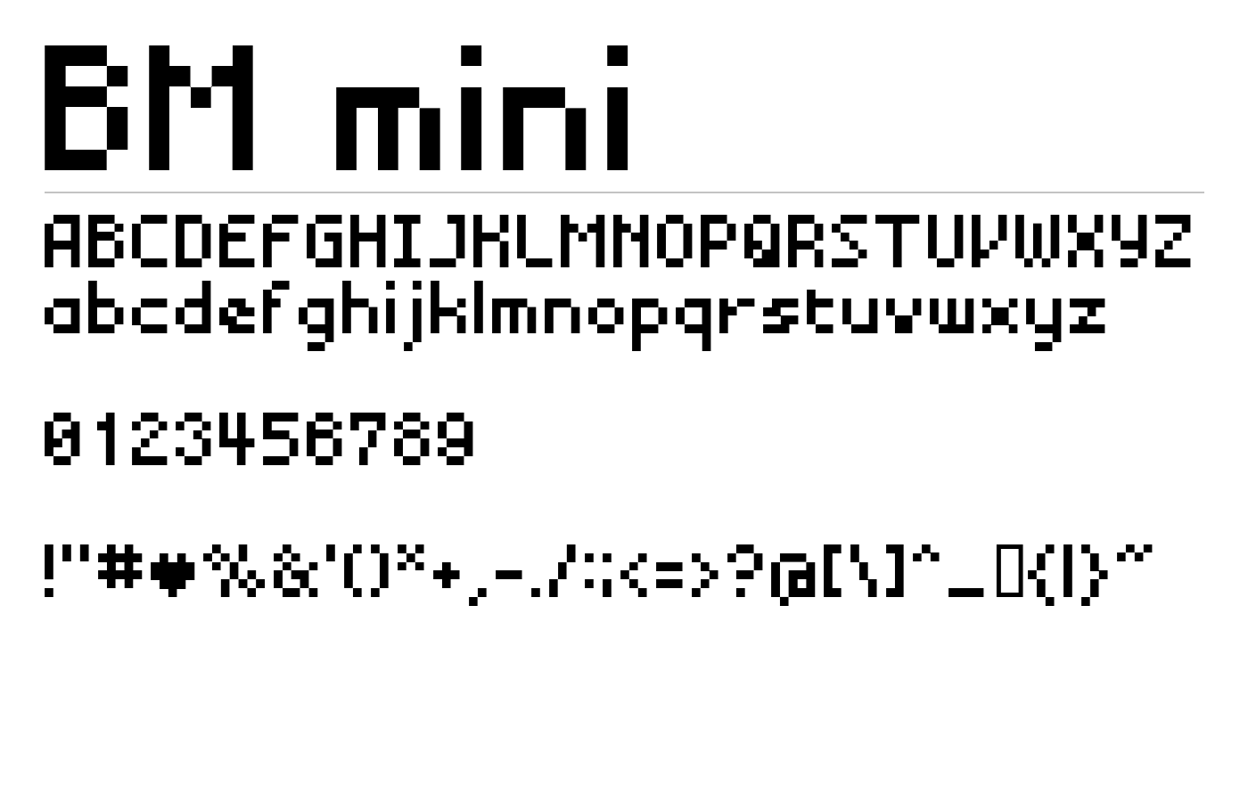 BM mini Font preview