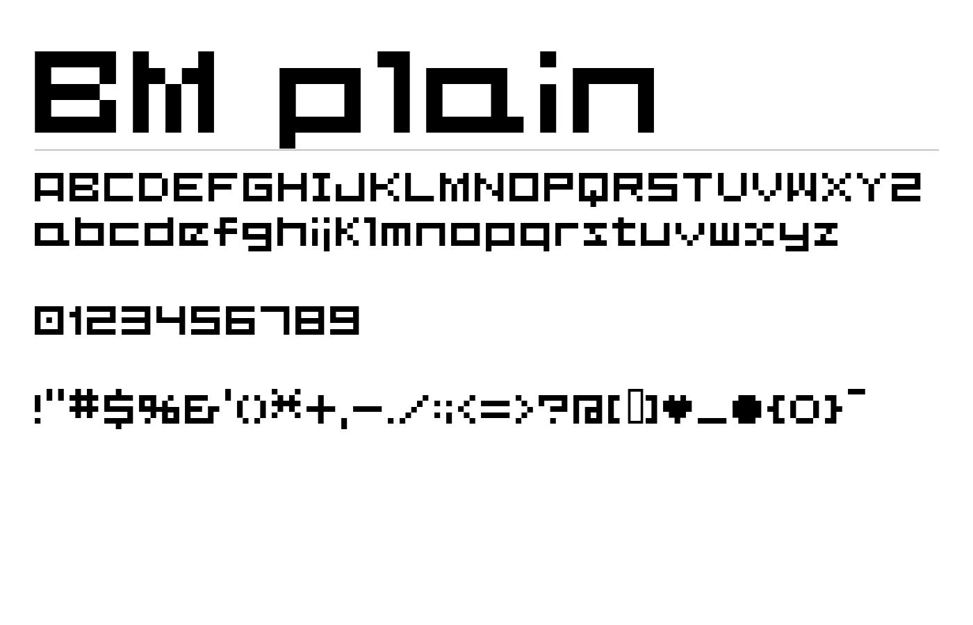 BM plain Font preview