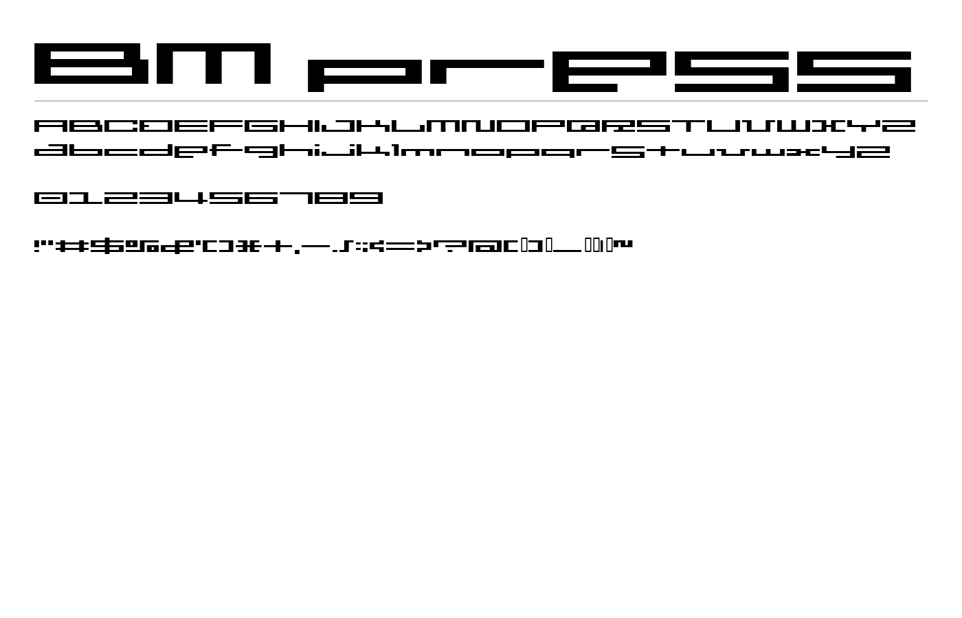 BM press Font preview