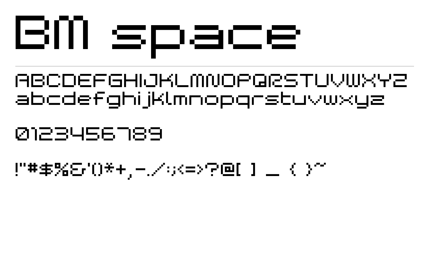 BM space Font preview
