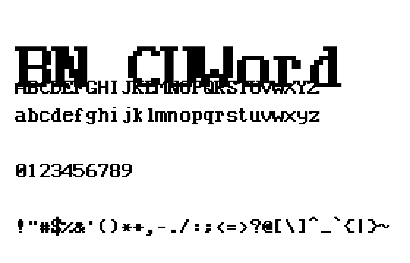 BN CUWord Font preview