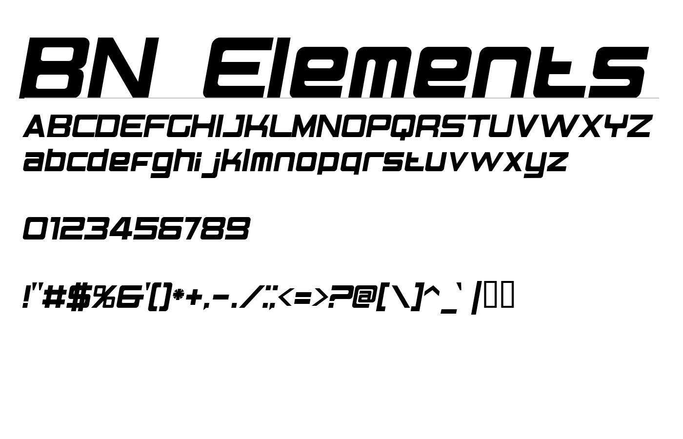 BN Elements Font preview