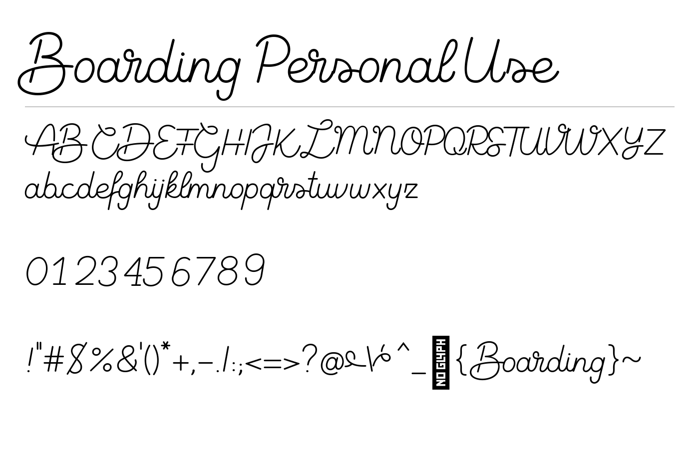 Boarding Personal Use Font preview