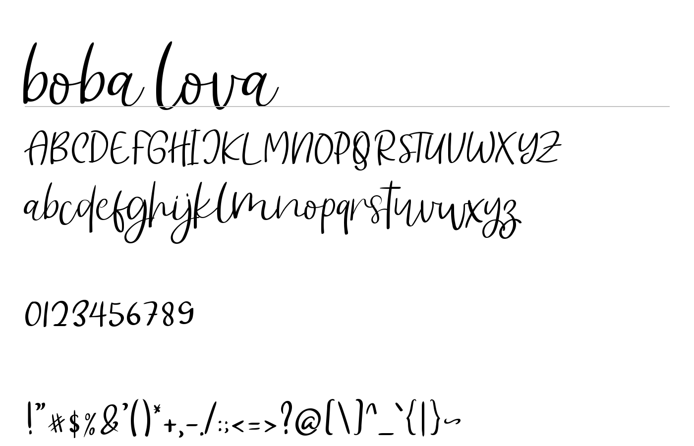 boba lova Font preview