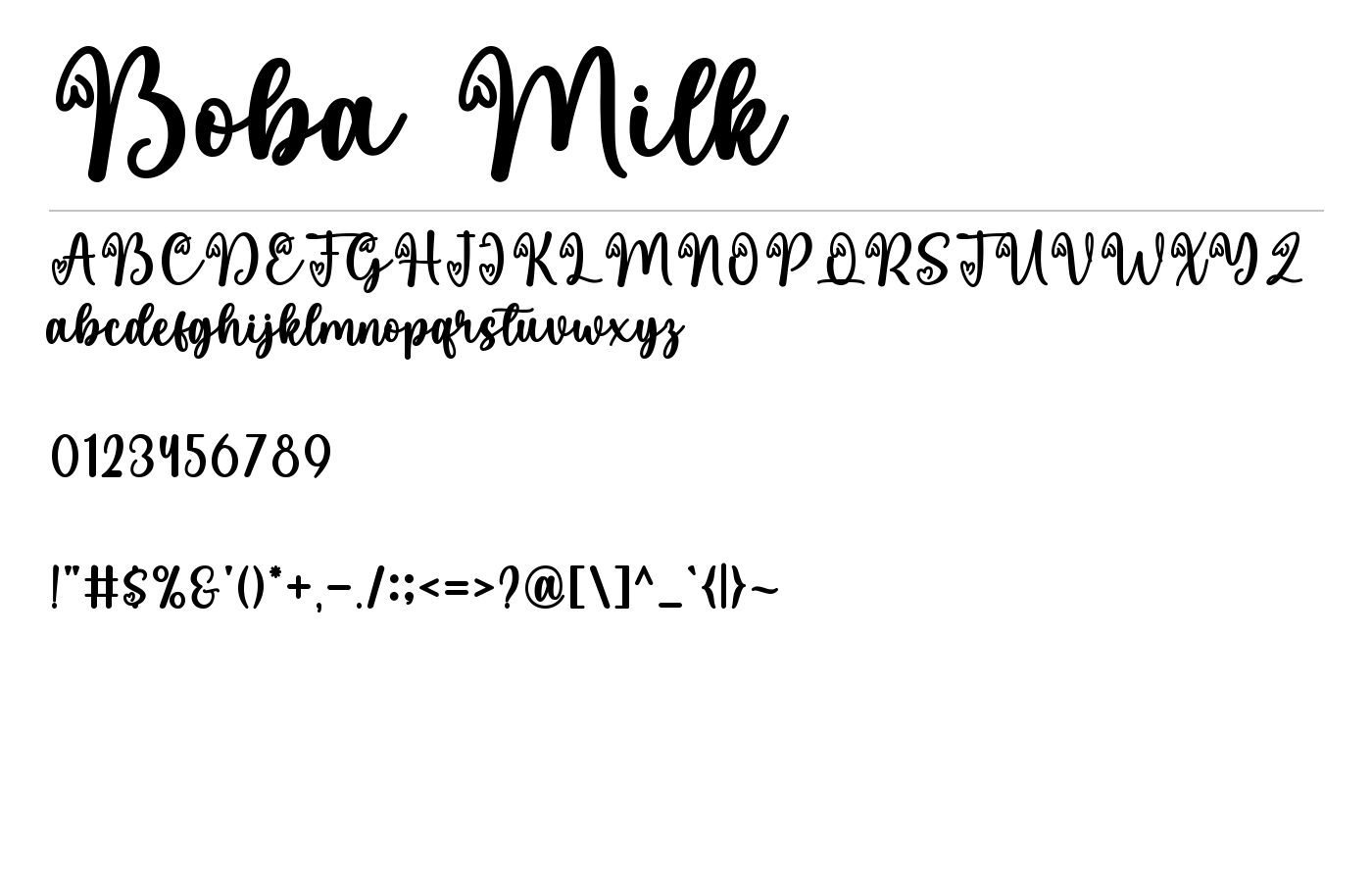 Boba Milk Font preview