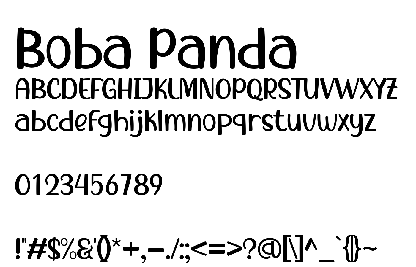 Boba Panda Font preview