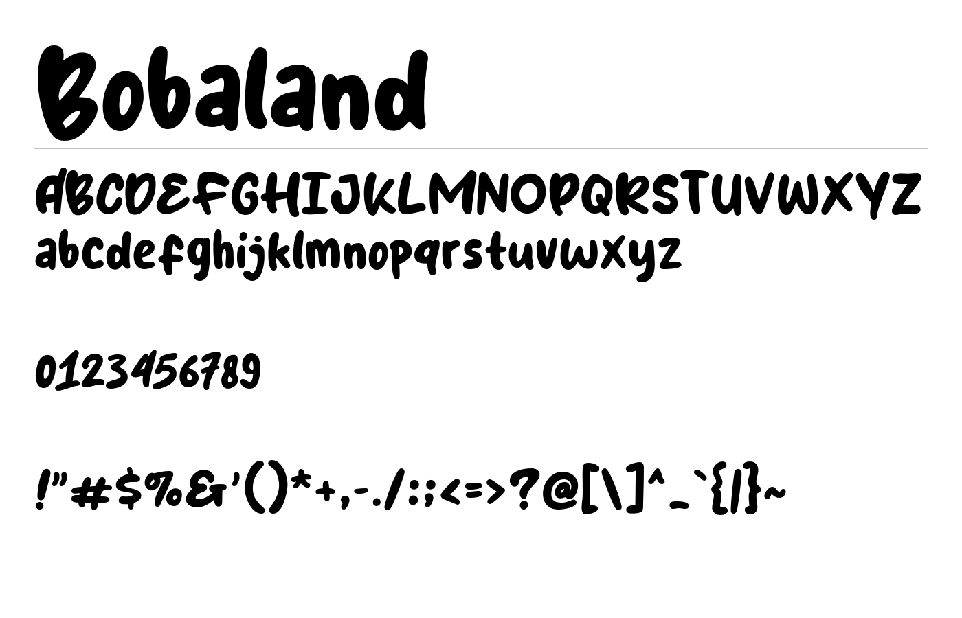 Bobaland Font preview