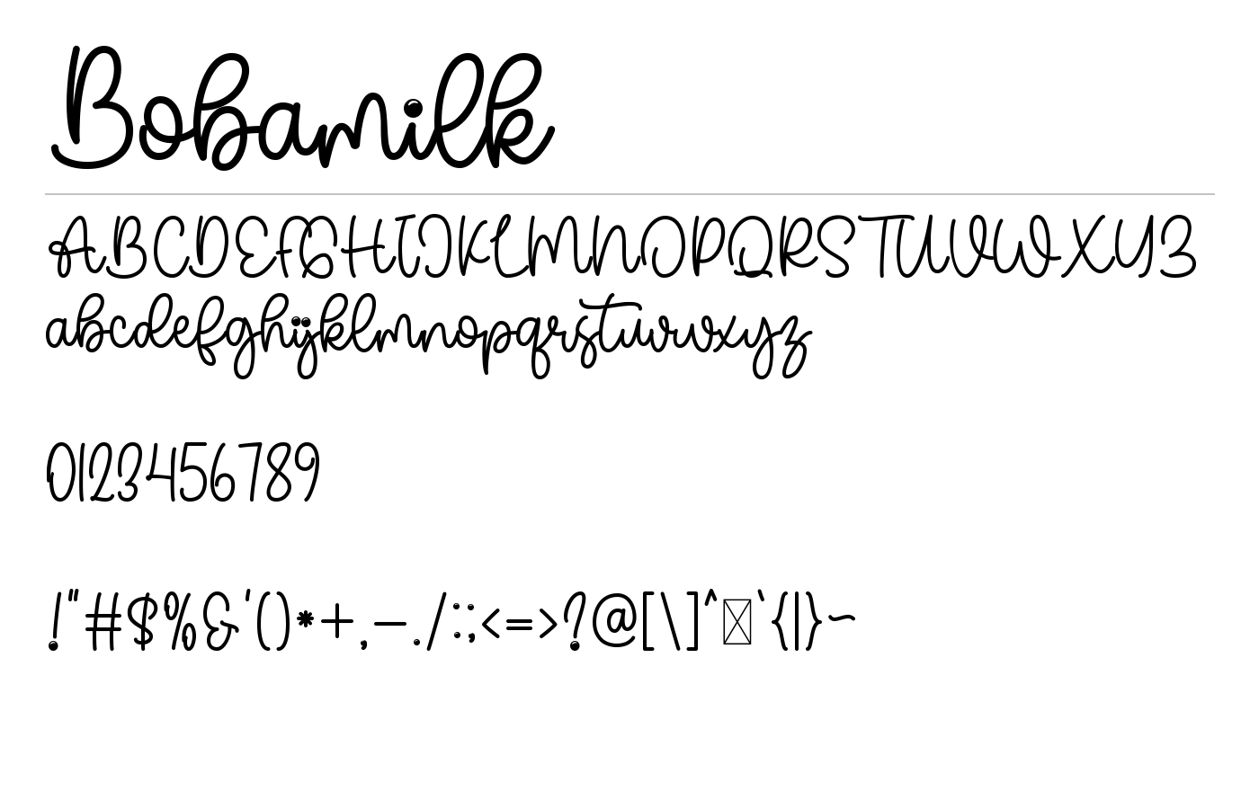 Bobamilk Font preview