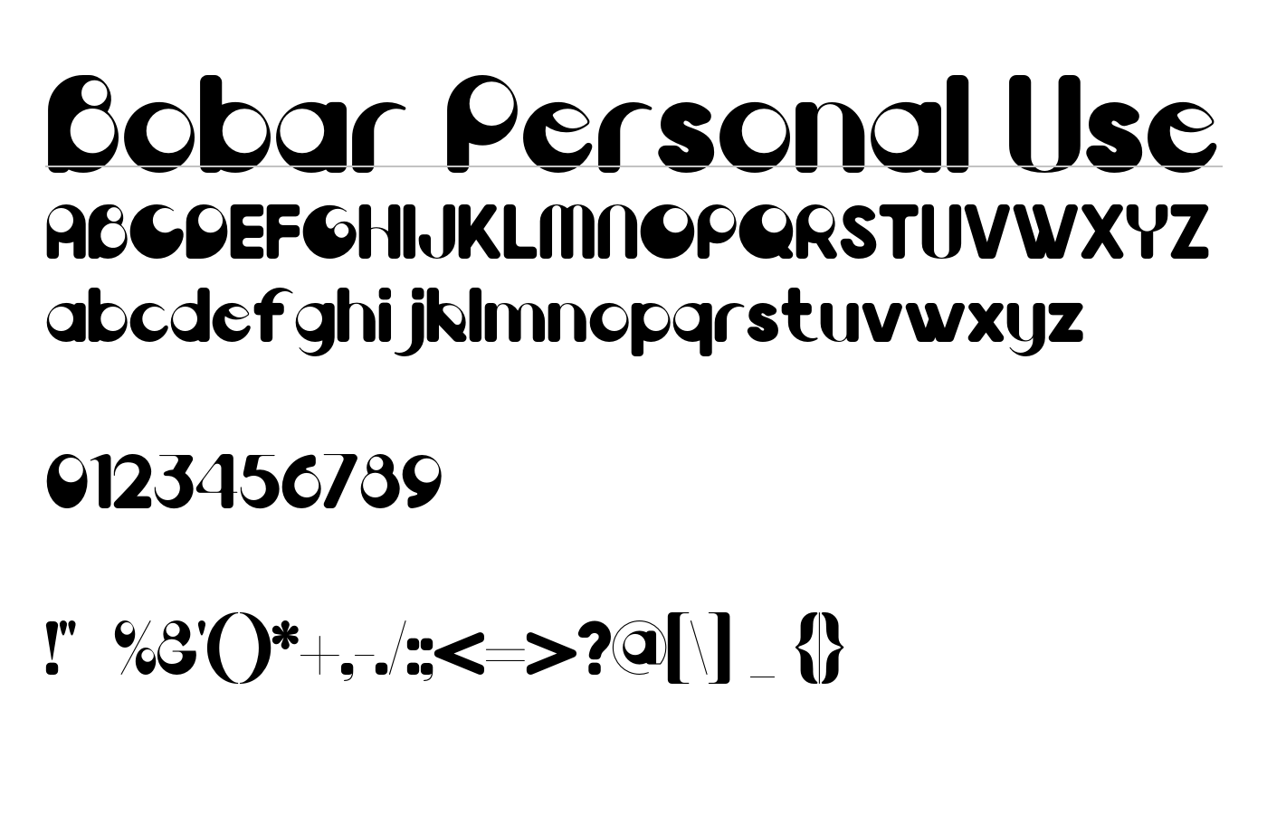 Bobar Personal Use Font preview