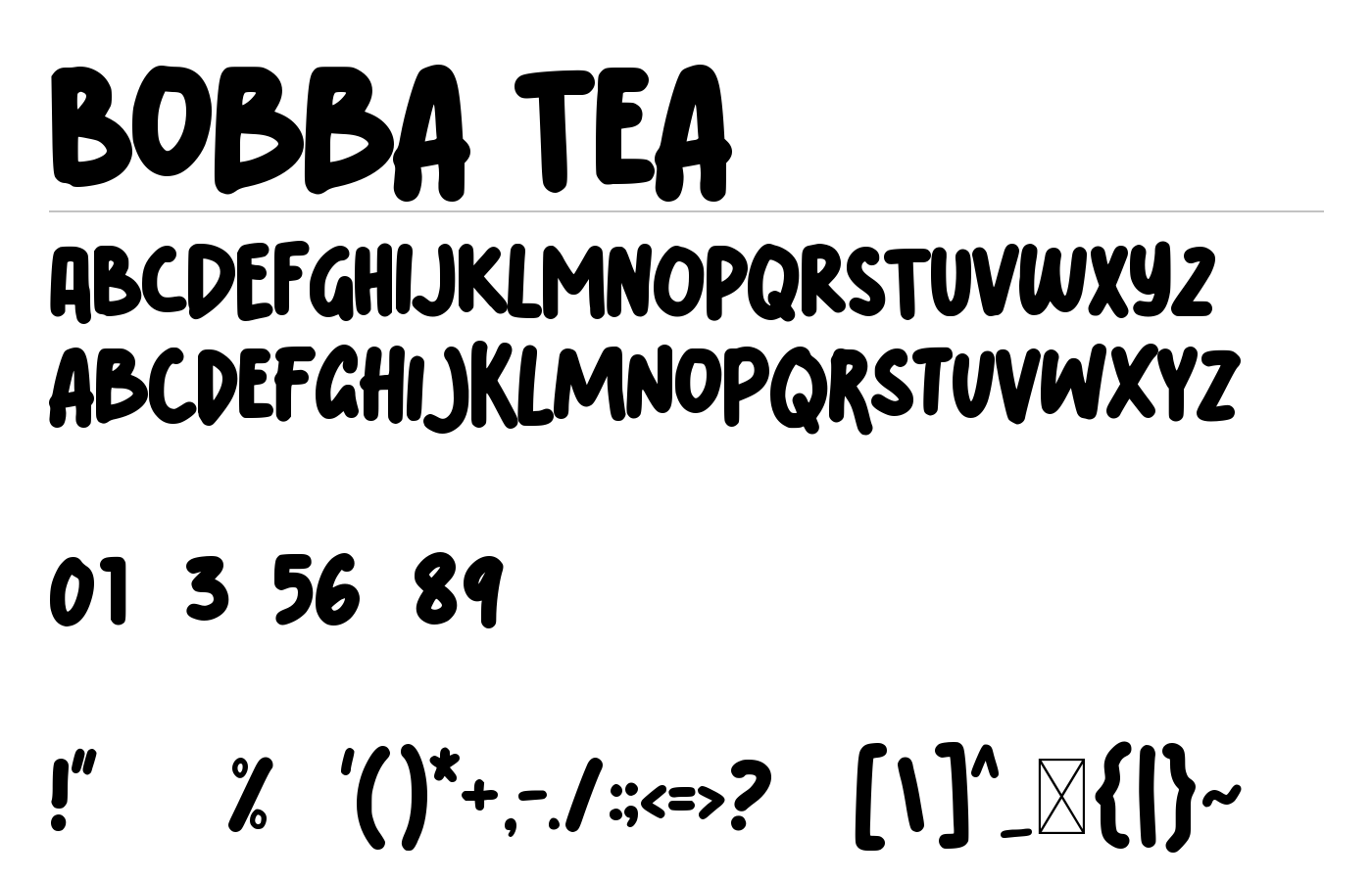 Bobba Tea Font preview