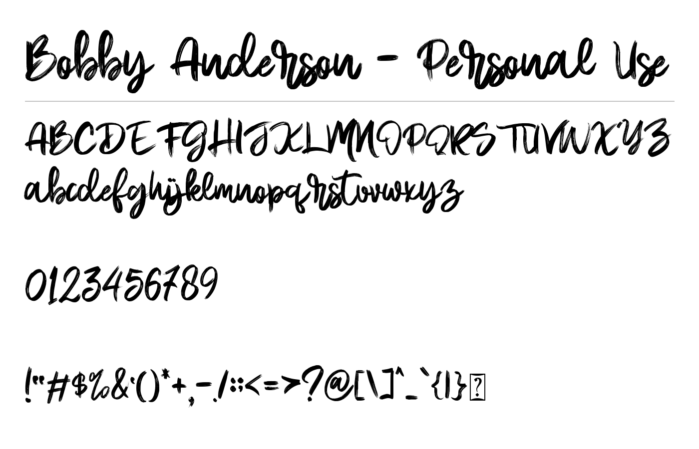 Bobby Anderson - Personal Use Font preview