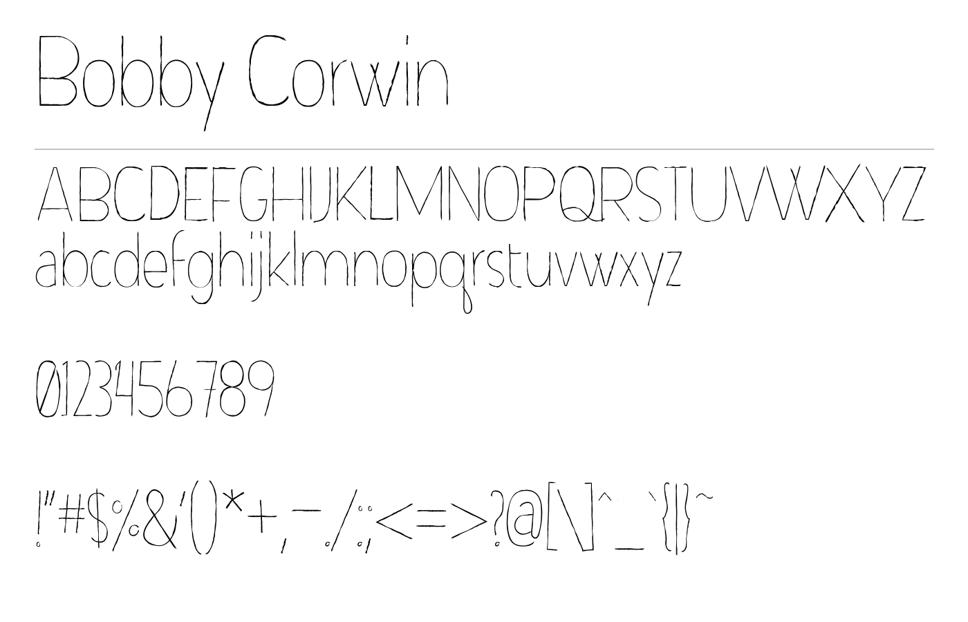 Bobby Corwin Font preview