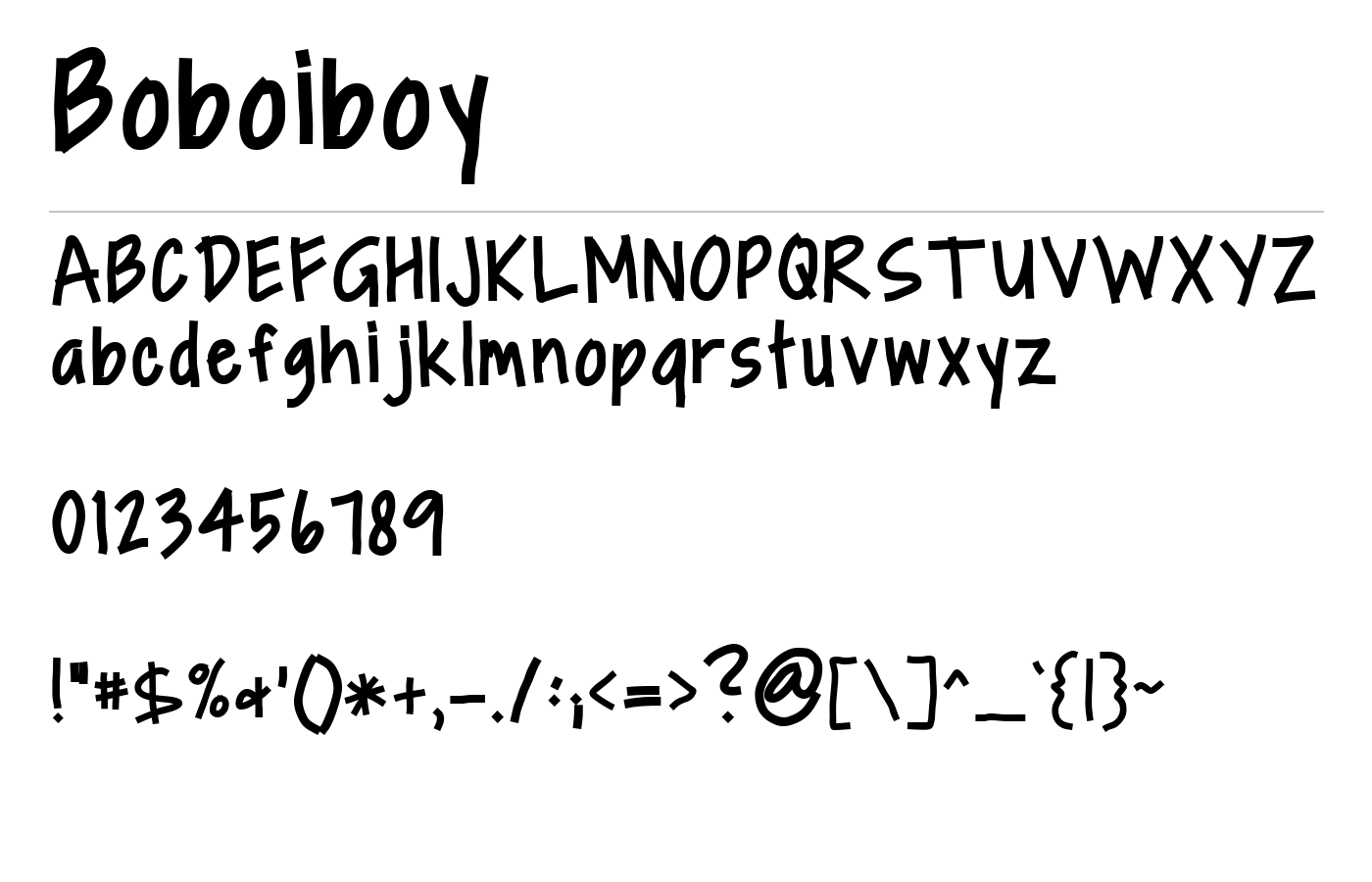 Boboiboy Font preview