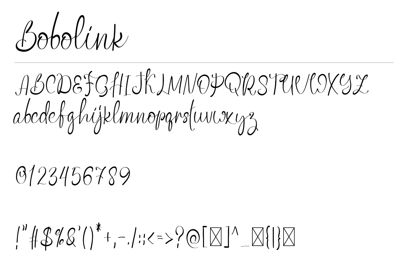 Bobolink Font preview