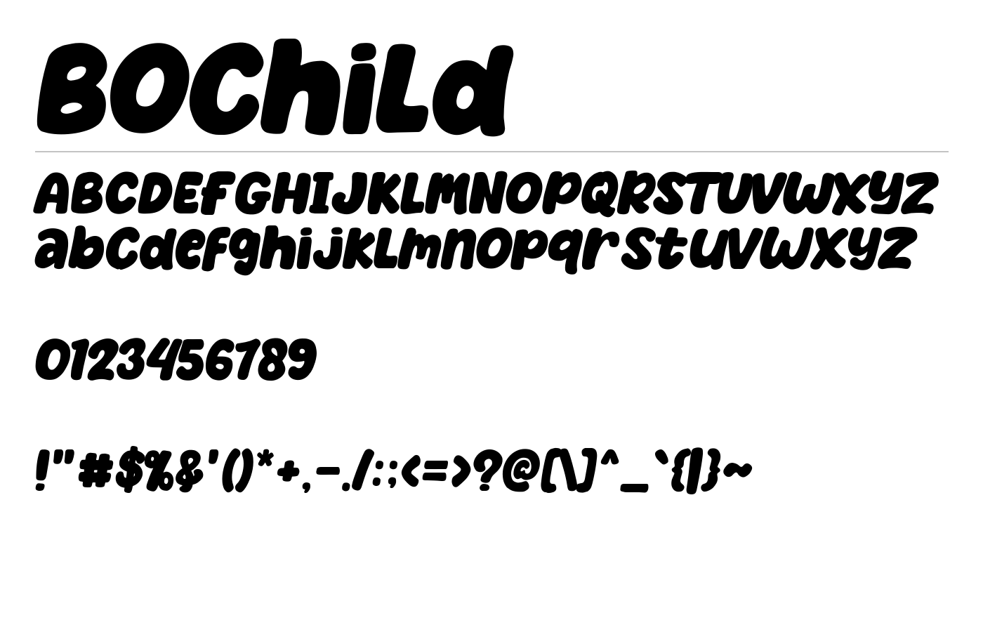 Bochild Font preview