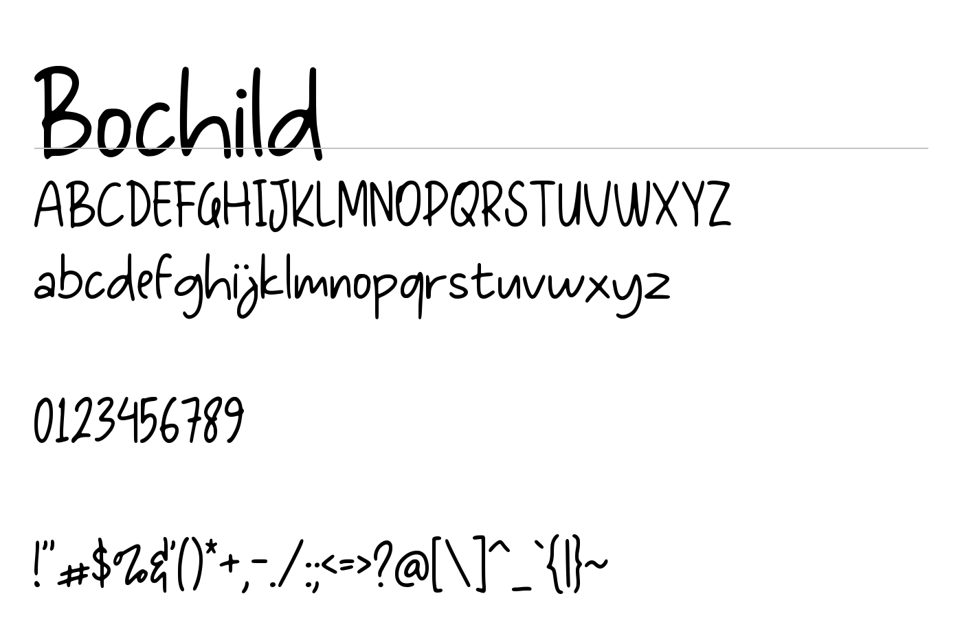 Bochild Font preview