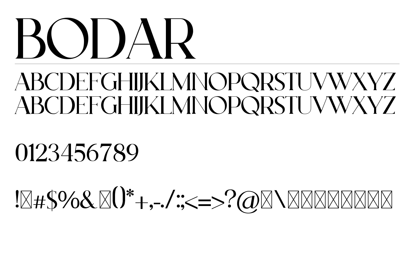 BODAR Font preview