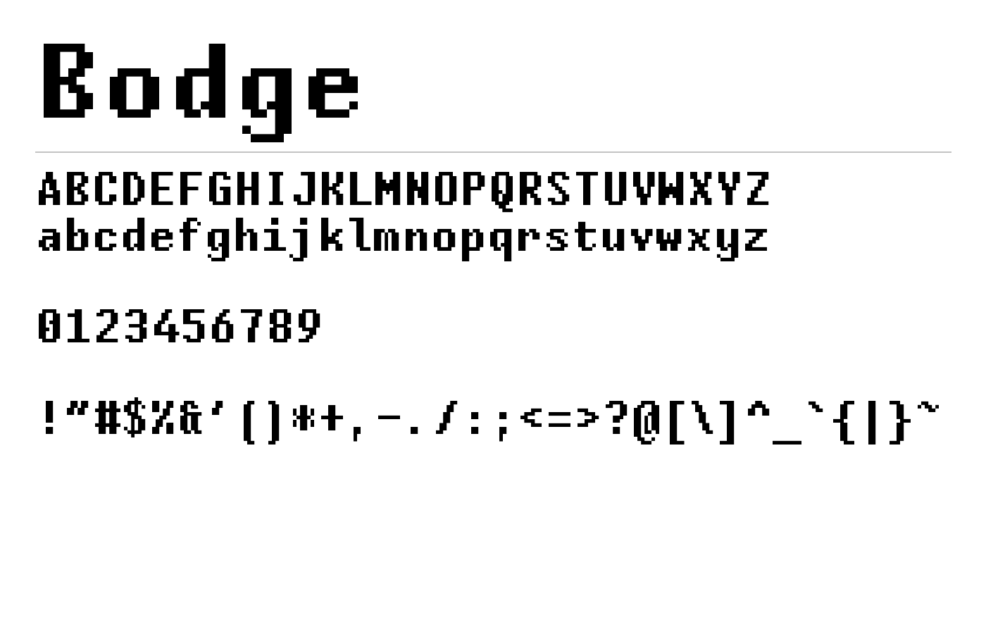 Bodge Font preview