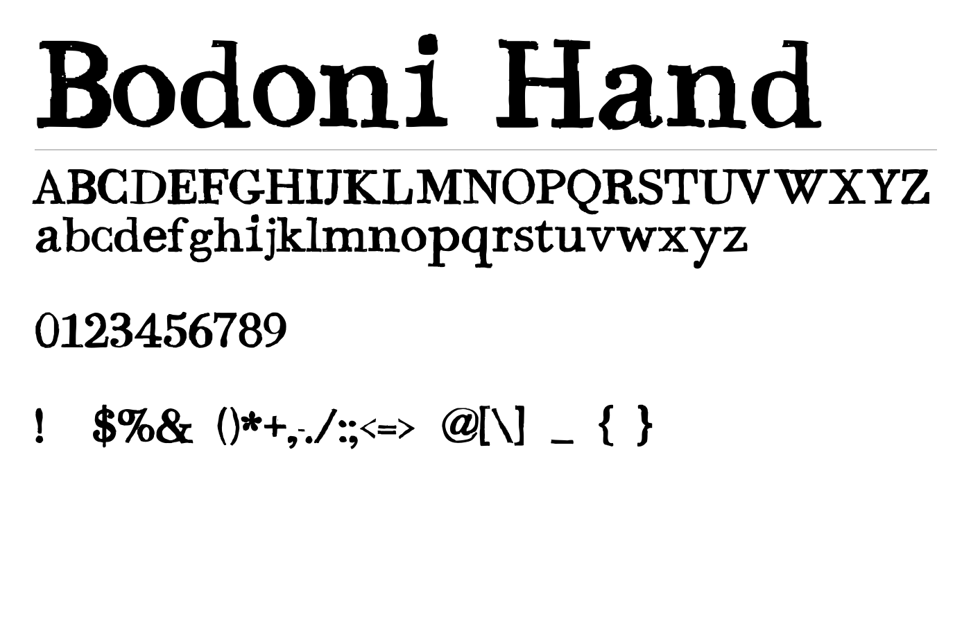Bodoni Hand Font preview