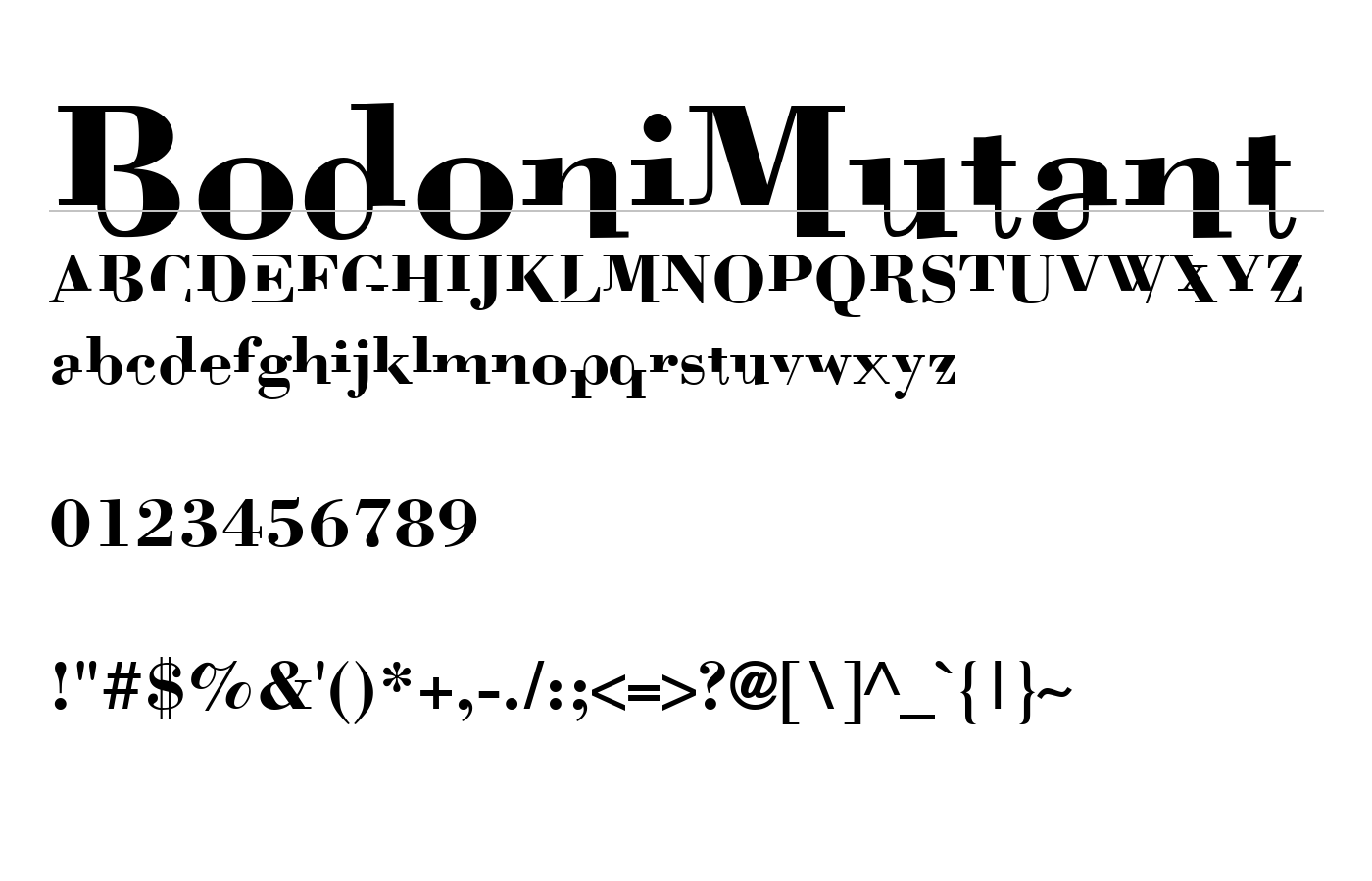 BodoniMutant Font preview
