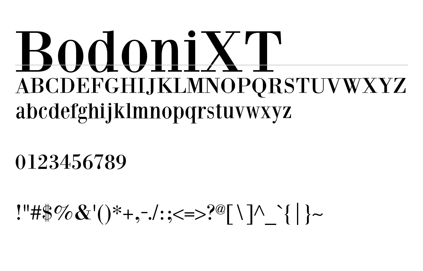 BodoniXT Font preview