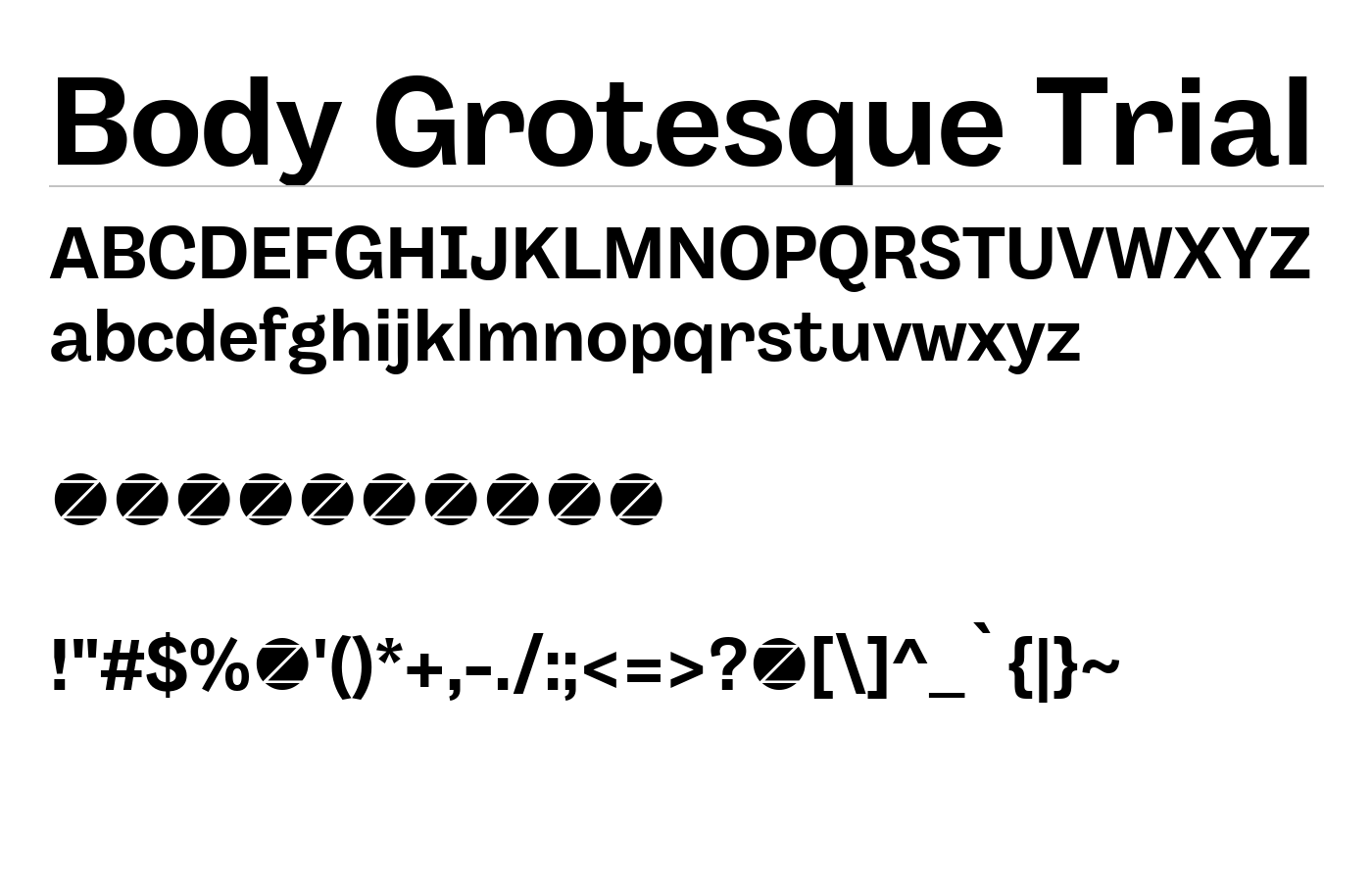 Body Grotesque Trial Font preview