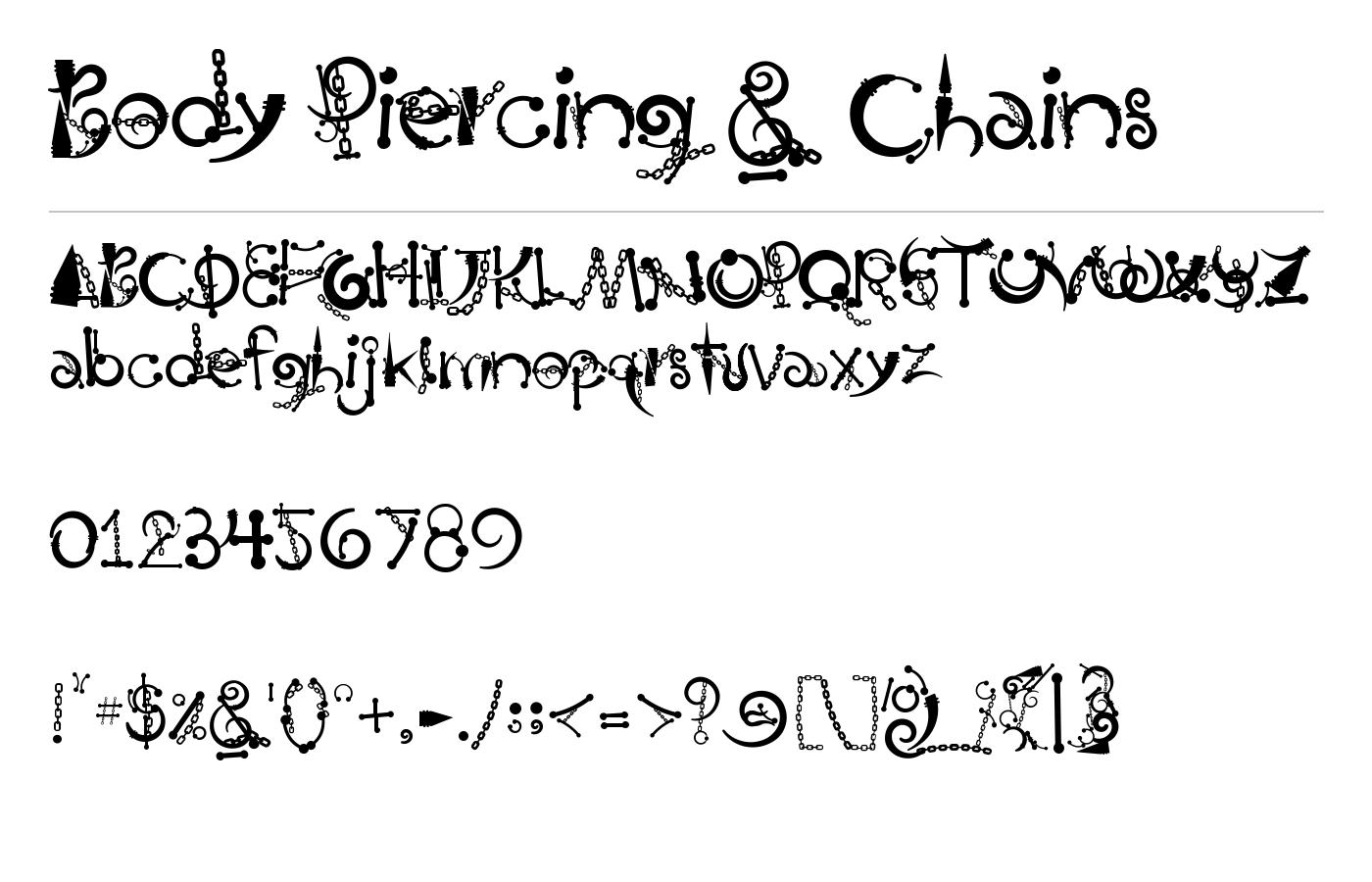Body Piercing & Chains Font preview