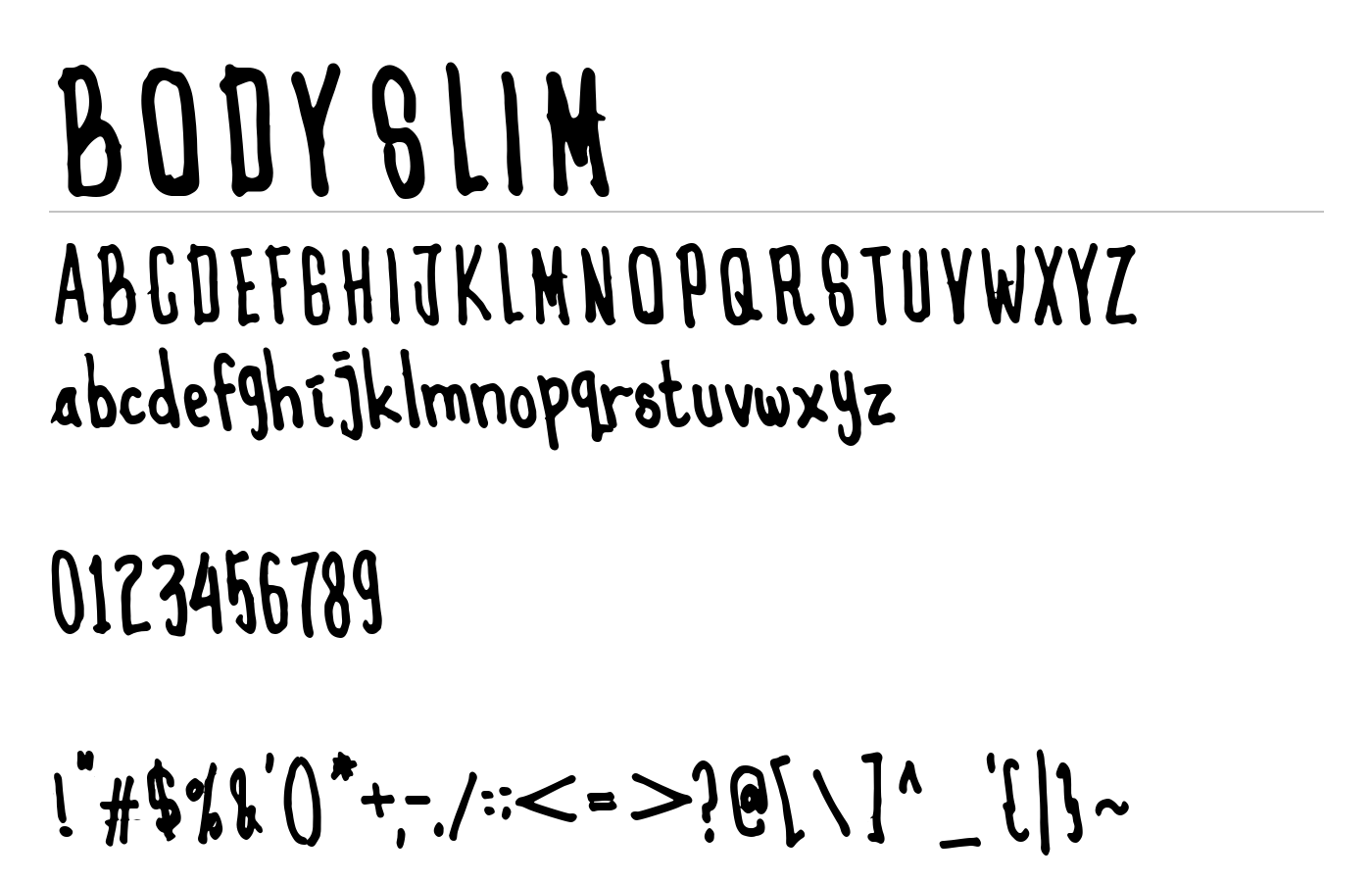BODY SLIM Font preview