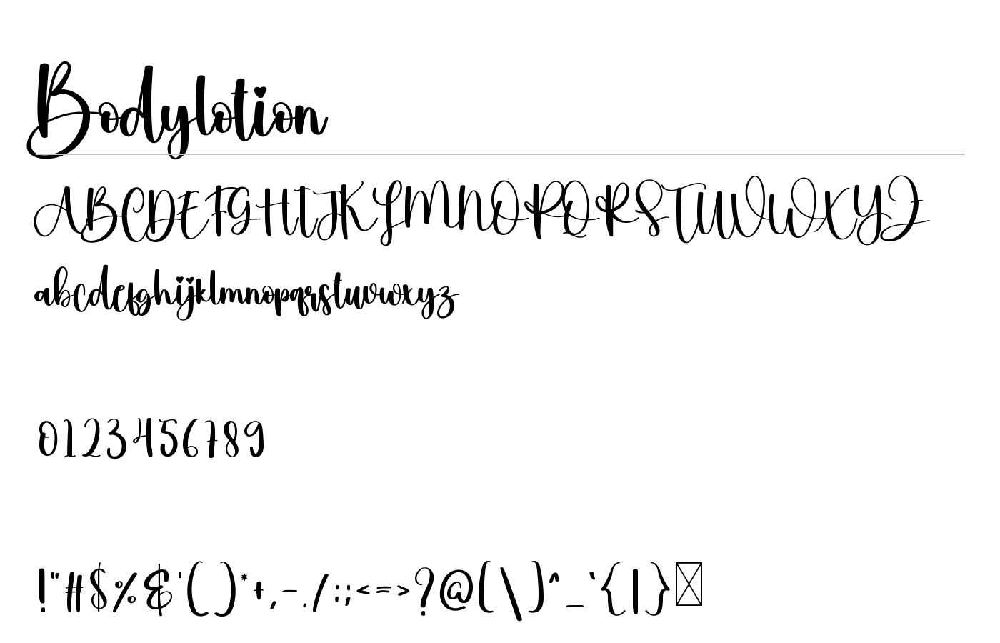 Bodylotion Font preview