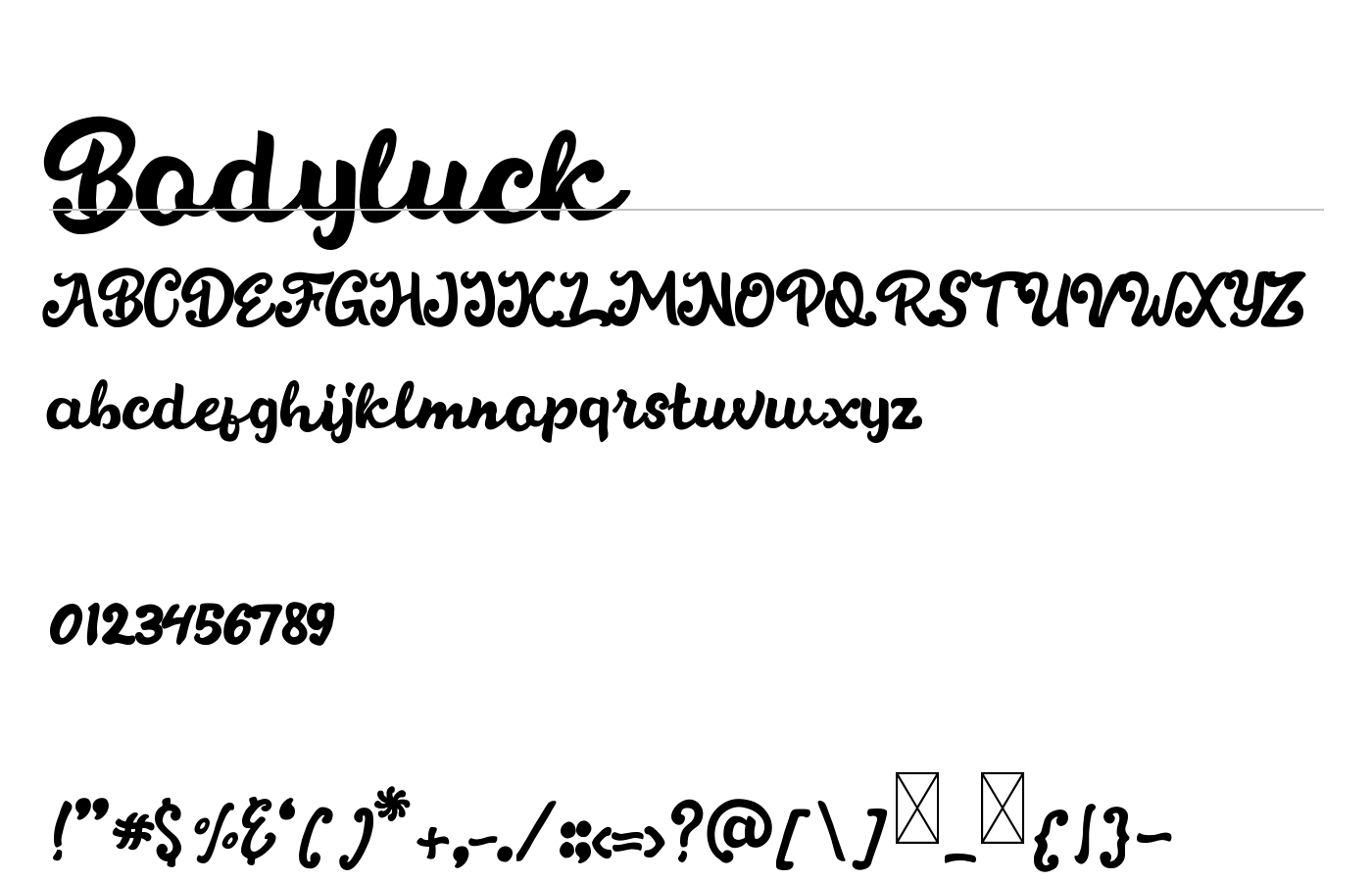 Bodyluck Font preview
