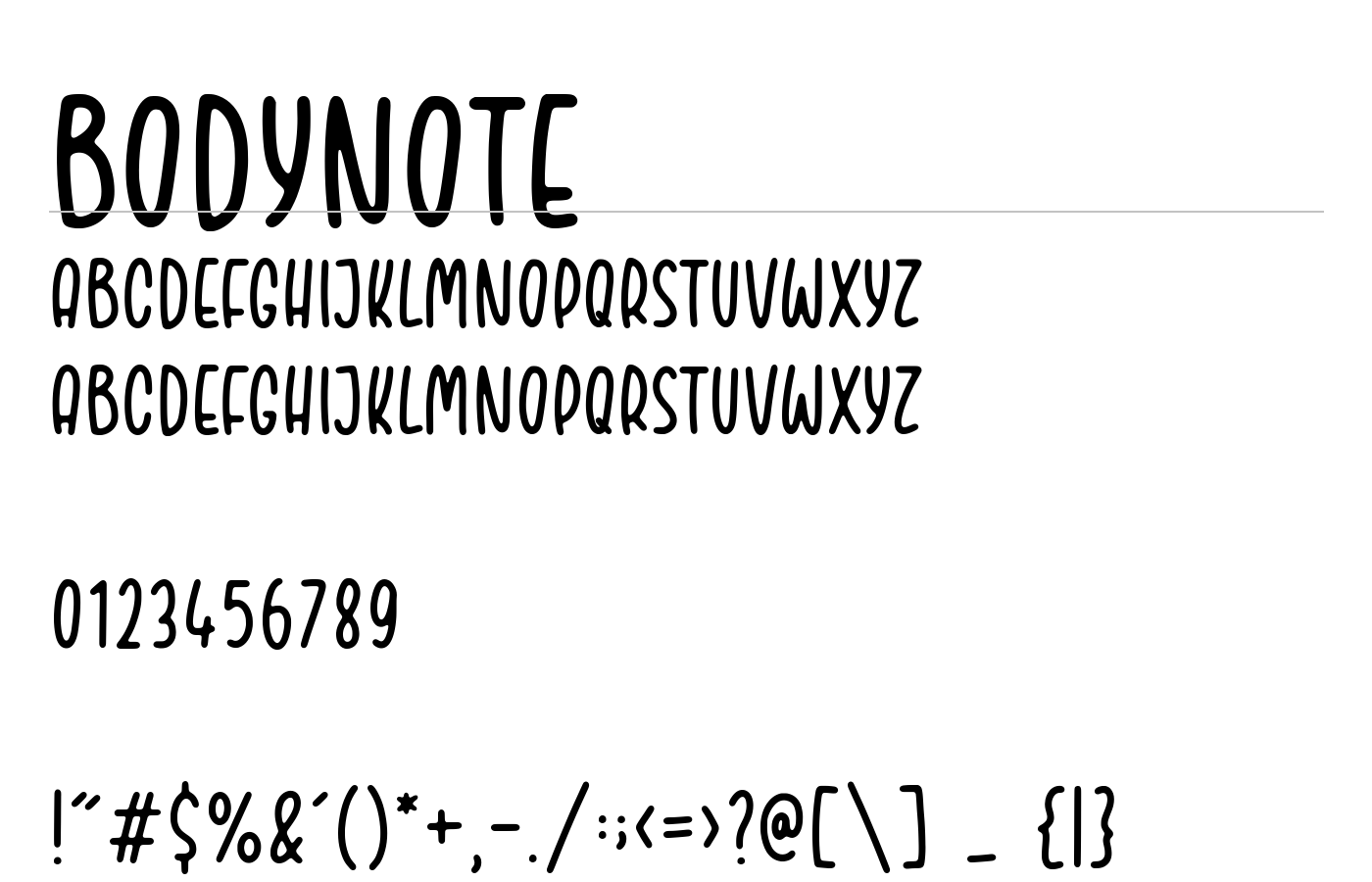 Bodynote Font preview
