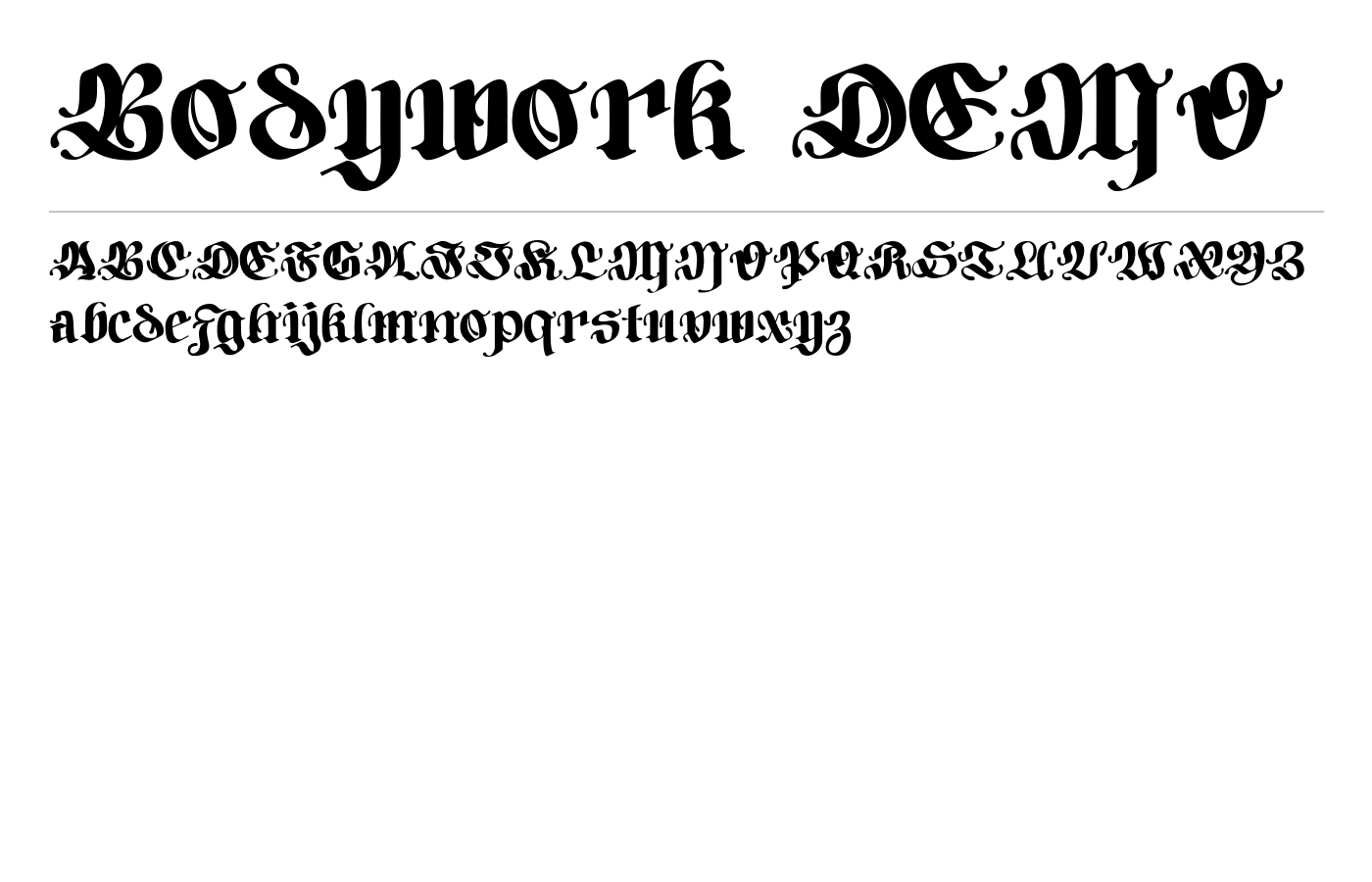 Bodywork DEMO Font preview